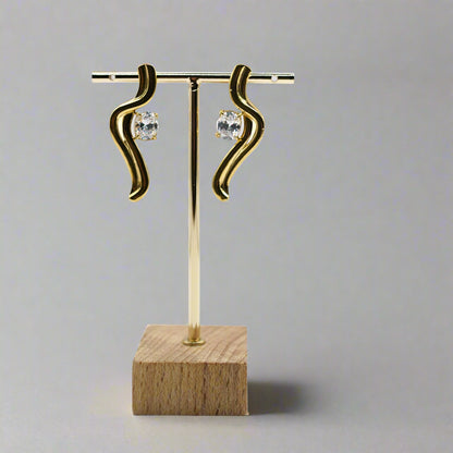 Serpentine Crystal Stud Earrings – Snake-Inspired Stainless Steel, Hypoallergenic