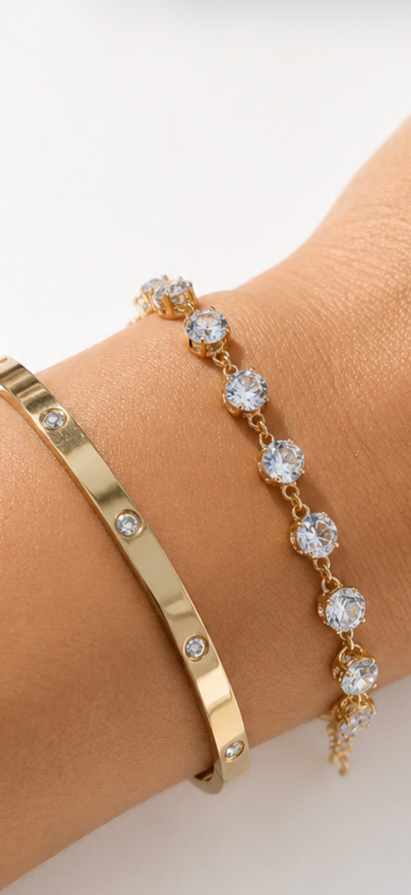 CF Aura Tennis Bracelet  Stainless Steel & Zircon | Gold & Silver