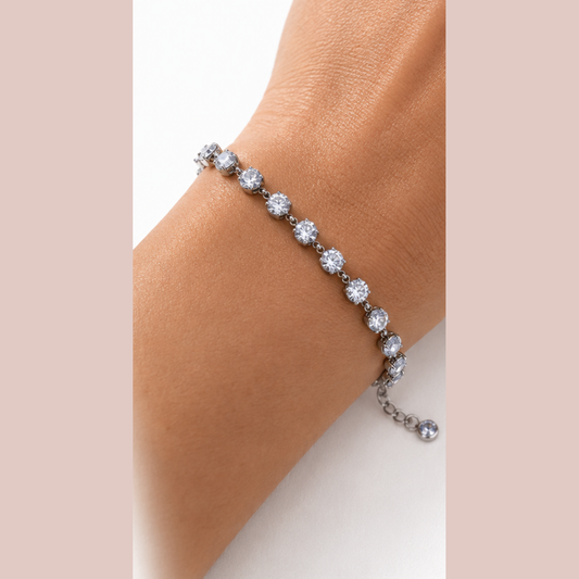 CF Aura Tennis Bracelet  Stainless Steel & Zircon | Gold & Silver