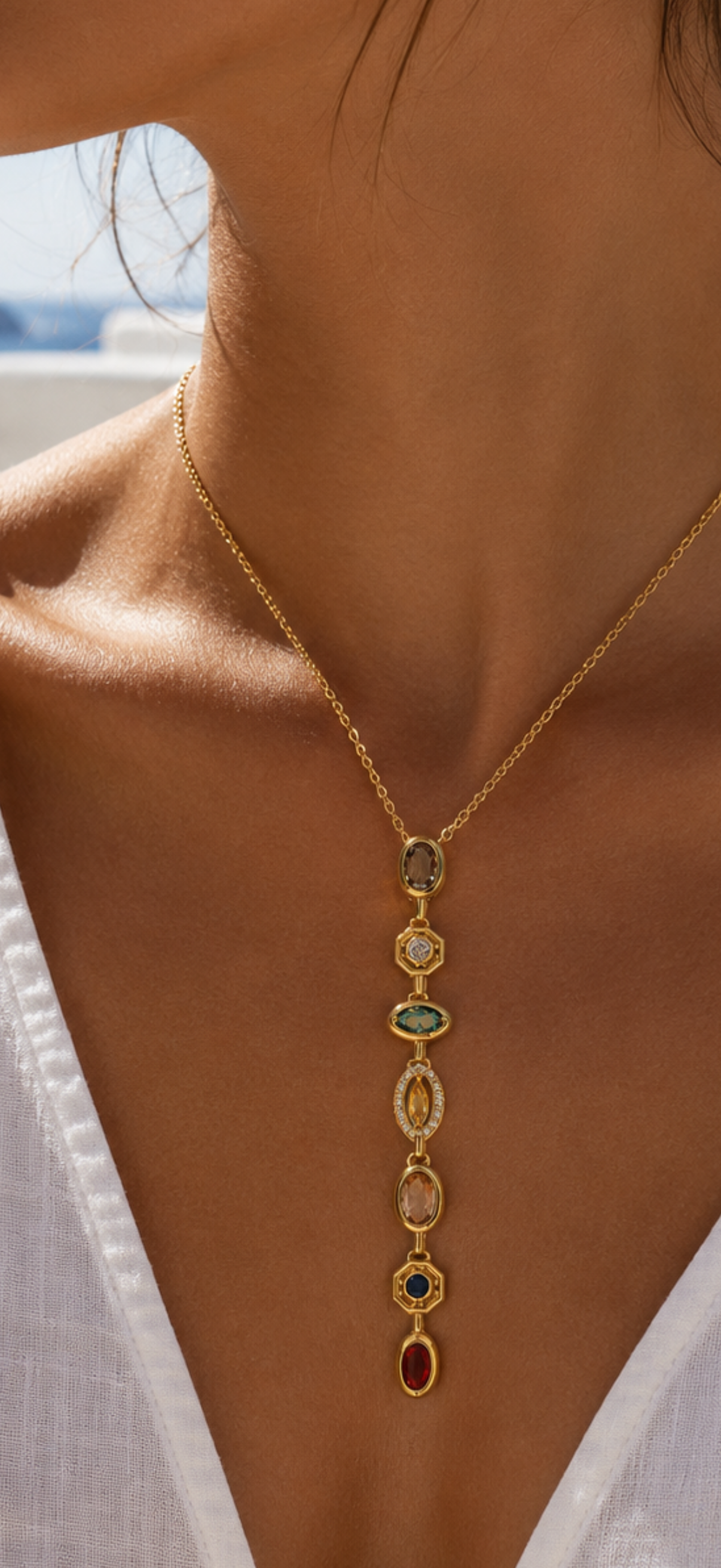 Colorful Zirconia Pendant Necklace