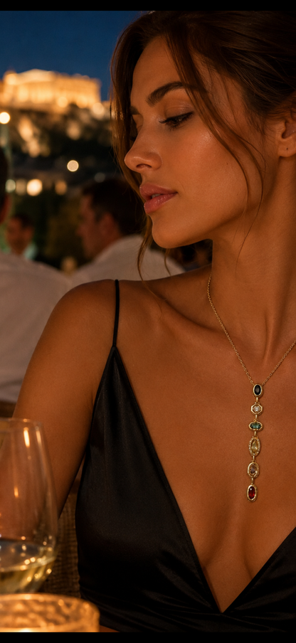 Colorful Zirconia Pendant Necklace