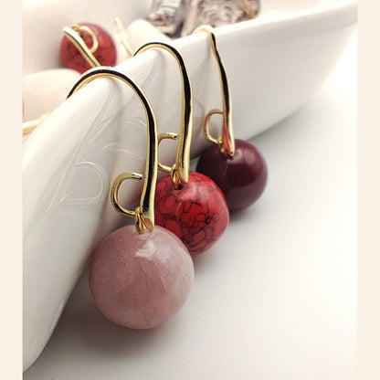 Elegant 18K Gold Plated Gemstone Handmade Earrings – Rose Quartz, Red Jasper & Burgundy Agate
