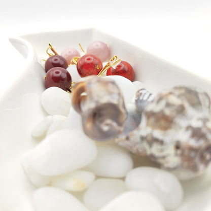 Elegant 18K Gold Plated Gemstone Earrings – Rose Quartz, Red Jasper & Burgundy Agate-handmade
