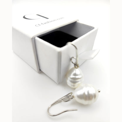 Hypoallergenic Handmade Cultured Pearl Earrings with 18K Gold Plated - HNSE 5 - CF fashion