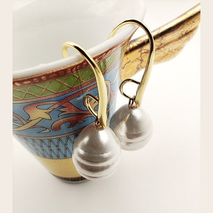 Hypoallergenic Handmade Cultured Pearl Earrings with 18K Gold Plated - HNSE 5 - CF fashion