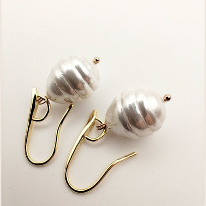 Hypoallergenic Handmade Cultured Pearl Earrings with 18K Gold Plated - HNSE 5 - CF fashion
