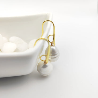 Hypoallergenic Handmade Cultured Pearl Earrings with 18K Gold Plated - HNSE 5 - CF fashion