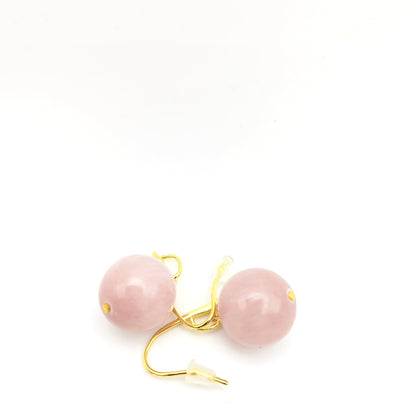 Elegant 18K Gold Plated Gemstone Earrings – Rose Quartz