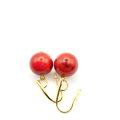 Elegant 18K Gold Plated Gemstone Earrings – Red Jasper - handmade