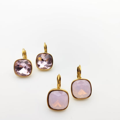 Hypoallergenic Stainless Steel Crystal Earrings ice pink