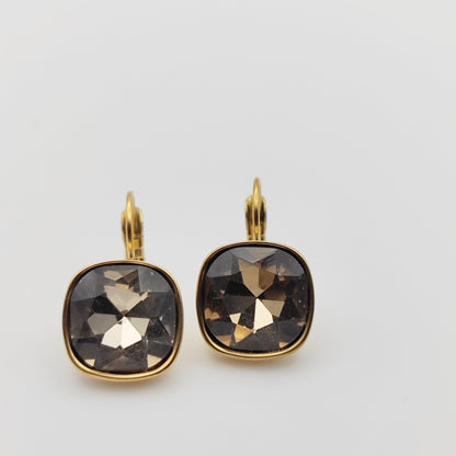 Hypoallergenic Stainless Steel Crystal Earrings grey