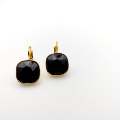 Hypoallergenic Stainless Steel Crystal Earrings black