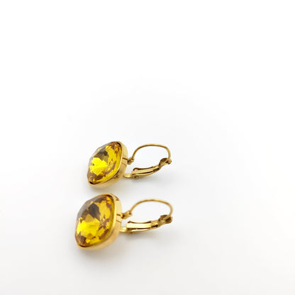 Hypoallergenic Stainless Steel Crystal Earrings yellow,gold