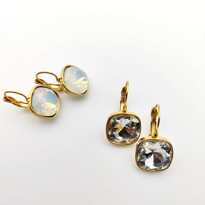 Hypoallergenic Stainless Steel Crystal Earrings ice white