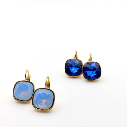 Hypoallergenic Stainless Steel Crystal Earrings ice light blue