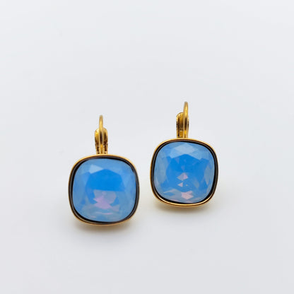 Hypoallergenic Stainless Steel Crystal Earrings ice light blue