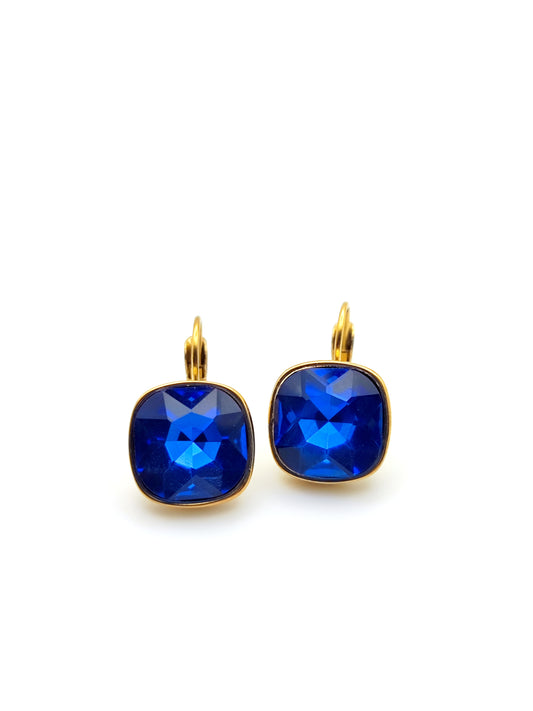 Hypoallergenic Stainless Steel Crystal Earrings blue