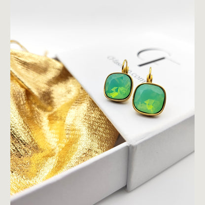 Hypoallergenic Stainless Steel Crystal Earrings ice green