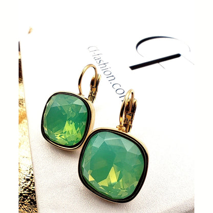 Hypoallergenic Stainless Steel Crystal Earrings ice green
