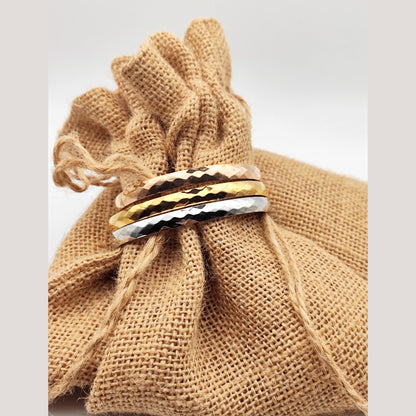 Hammered Stainless Steel Cuff Bracelet – Rose Gold, Silver & Gold 