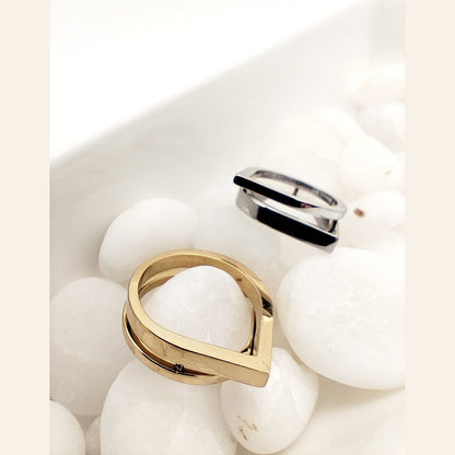 Minimal Abstract Art Stainless Steel Ring 