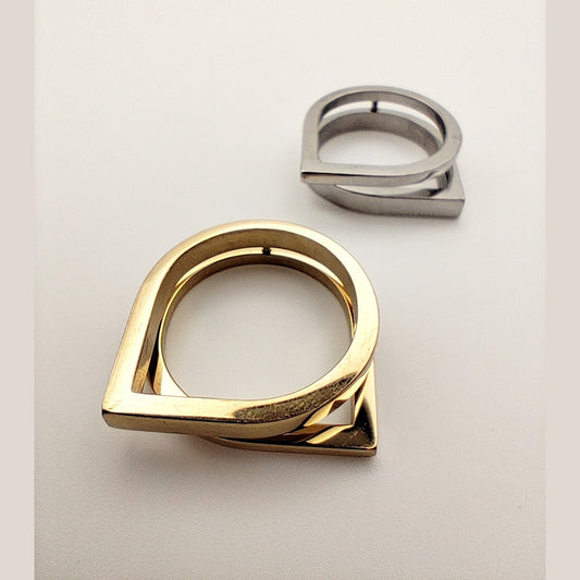 Minimal Abstract Art Stainless Steel Ring 