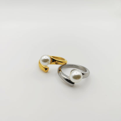 Solitaire Pearl Ring – Hypoallergenic Stainless Steel 