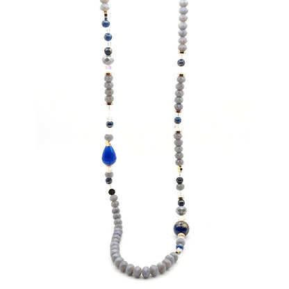 Handmade Blue Agate & Lapis Lazuli Necklace – 18K Gold Plated Natural Gemstones