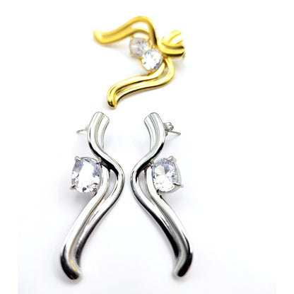 Serpentine Crystal Stud Earrings – Snake-Inspired Stainless Steel, Hypoallergenic