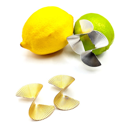 Textured Fan Stud Earrings – Bold Stainless Steel Statement, Hypoallergenic