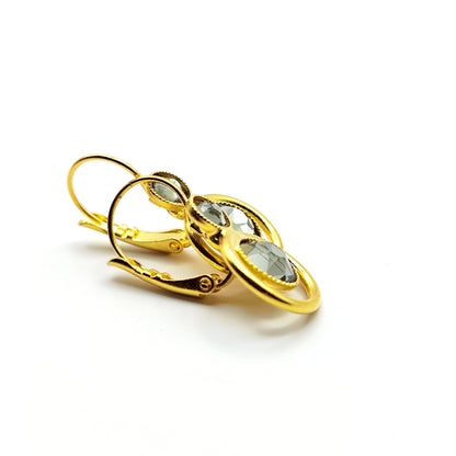 tinos earrings greek hammered jewelry 18k gold or silver plated with black crystal