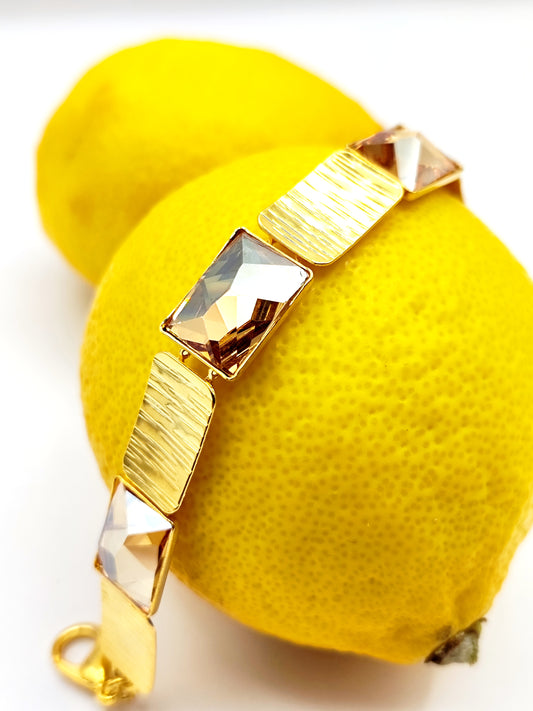 Crete bracelet Greek hammered jewelry 18K gold or silver plated with crystal