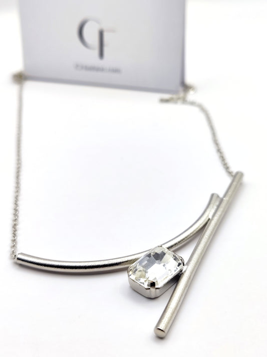 Axon necklace Greek hammered jewelry 18K gold or silver plated with crystal