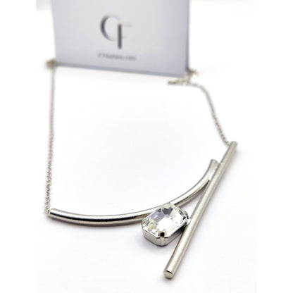 Axon necklace Greek hammered jewelry 18K gold or silver plated with crystal
