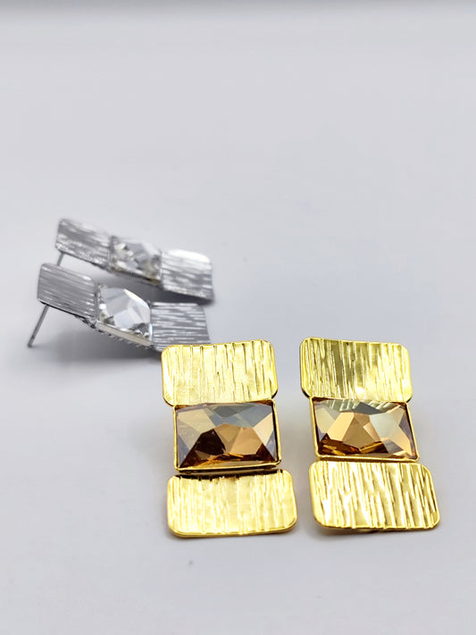 riadne earrings Greek hammered jewelry 18K gold or silver plated with crystal
