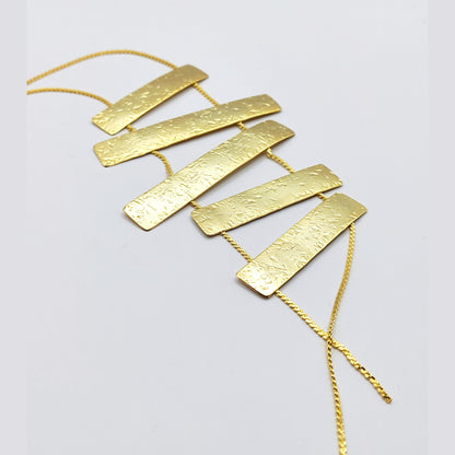 Meteora necklace Greek hammered jewelry 18K gold or silver plated with vertical hammered bars