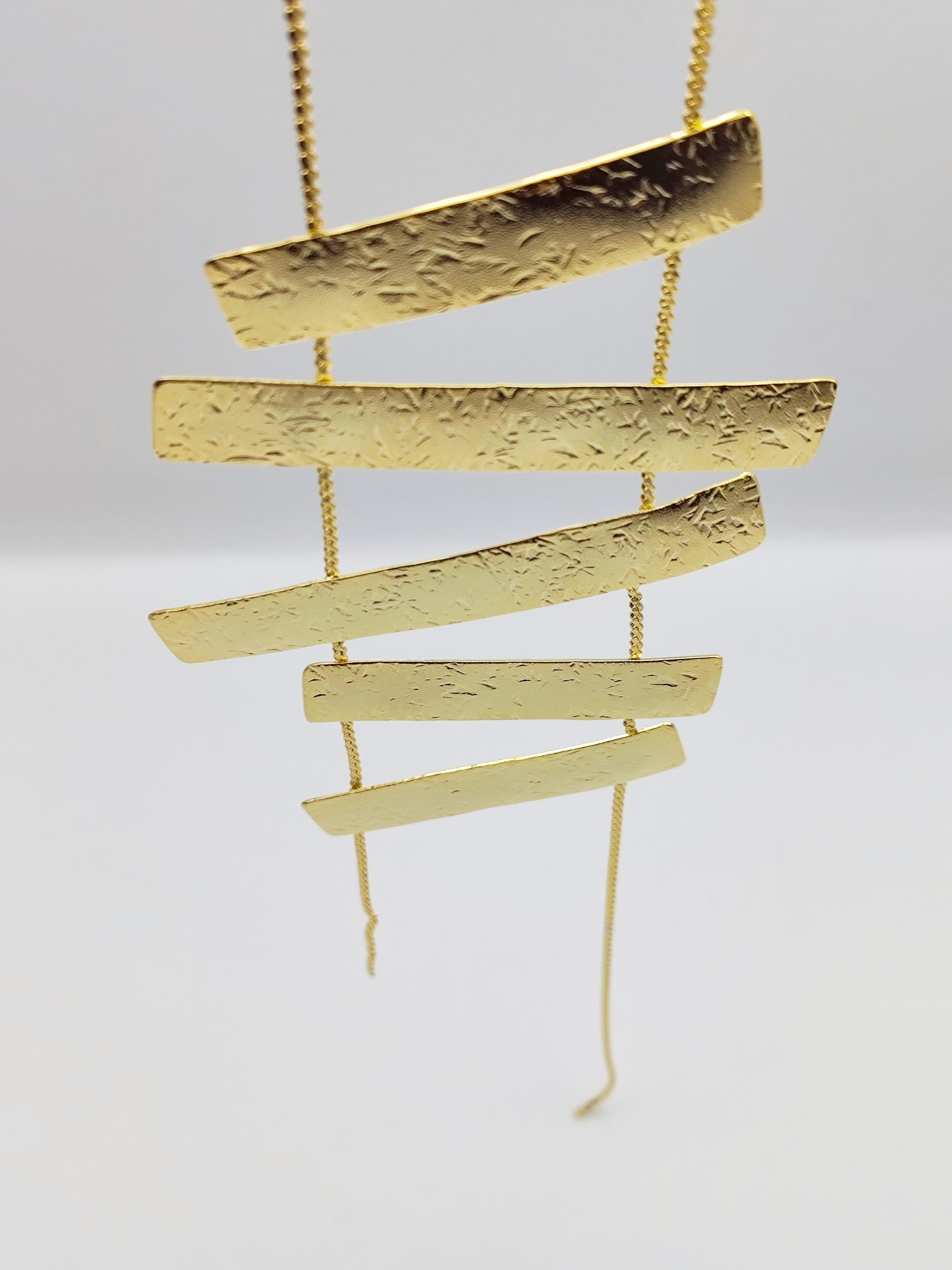 Meteora necklace Greek hammered jewelry 18K gold or silver plated with vertical hammered bars