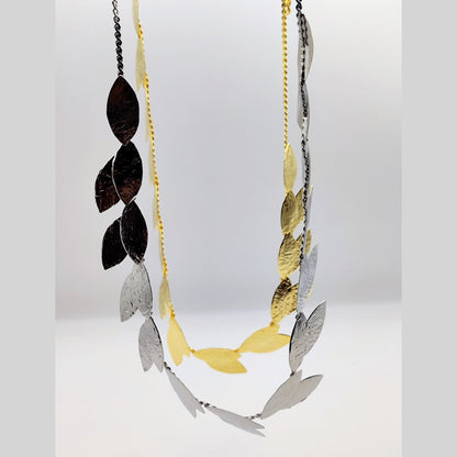 Daphne necklace Greek hammered jewelry 18K gold or silver plated leaf design