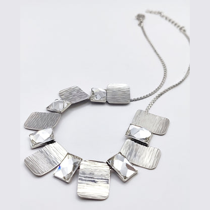 Crete Necklace – Greek hammered jewelry – 18K gold or silver plated with Swarovski crystals