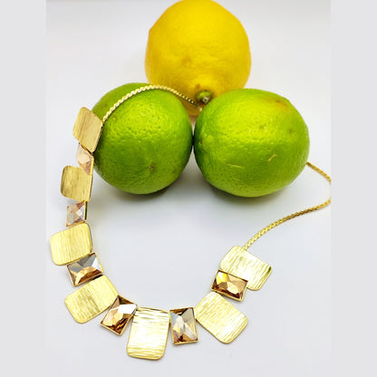Crete Necklace – Greek hammered jewelry – 18K gold or silver plated with Swarovski crystals