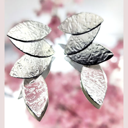 Daphne earrings, marquise hammered design, Greek hammered jewelry, handmade, available in 18K gold plated, silver plated, or rose gold plated