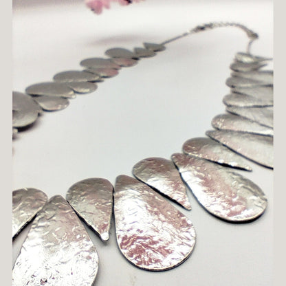 Iphigenia necklace, hammered teardrop design, Greek hammered jewelry, available in 18K gold plated, silver plated, or rose gold plated
