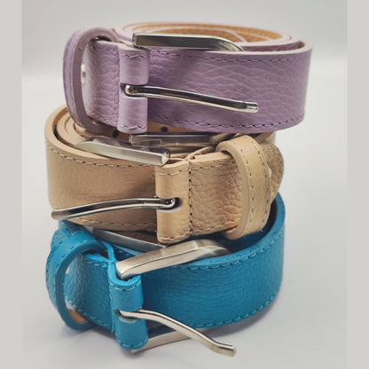 Premium leather belt with silver buckle 