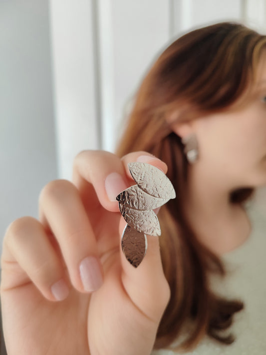 Daphne earrings, marquise hammered design, Greek hammered jewelry, handmade, available in 18K gold plated, silver plated, or rose gold plated