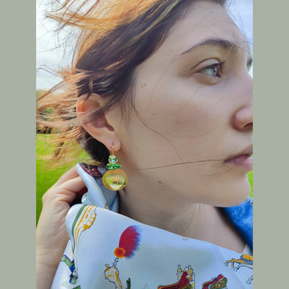 Santorini earrings with crystal – Greek hammered jewelry in 18K gold plated, 18K silver plated, and rose gold plated. Handcrafted earrings with hammered discs and sparkling crystals inspired by the island of Santorini.