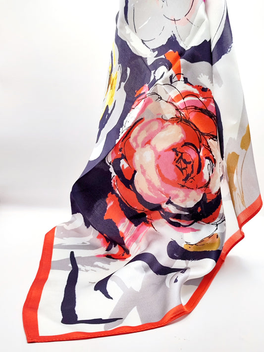 Picasso luxury silk square scarf 55x55 – abstract floral design – CF fashion