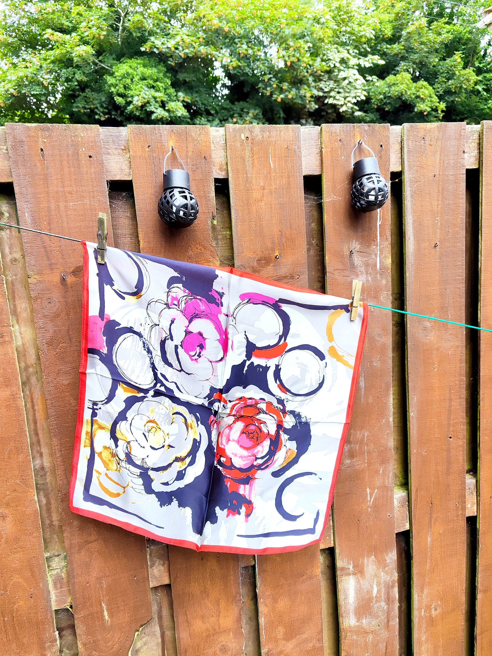 Picasso luxury silk square scarf 55x55 – abstract floral design – CF fashion