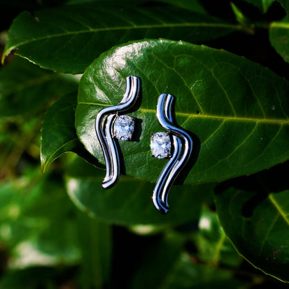 Serpentine Crystal Stud Earrings – Snake-Inspired Stainless Steel, Hypoallergenic