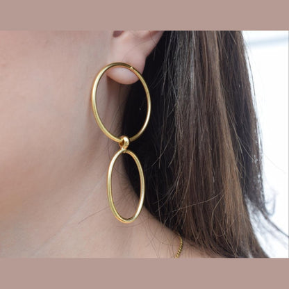 Delphi5 earrings in handmade Greek hammered jewelry design, available in gold plated and silver plated finishes.
