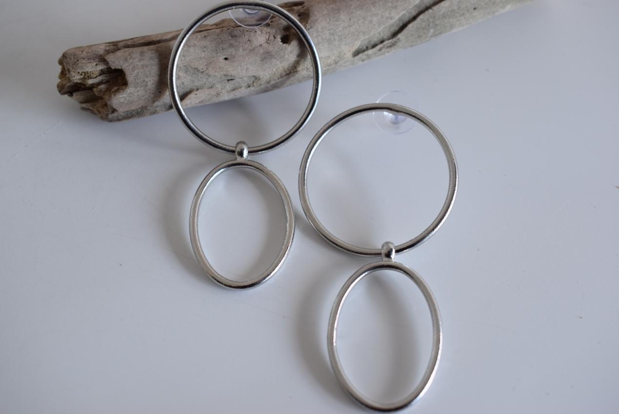 Delphi5 earrings in handmade Greek hammered jewelry design, available in gold plated and silver plated finishes.